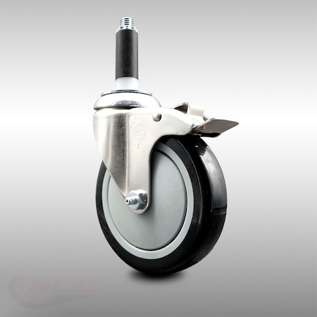 Service Caster 5 Inch 316SS Black Poly Swivel 7/8 Inch Expanding Stem Caster Lock Brake SCC SCC-SS316TTLEX20S514-PPUB-BLK-78